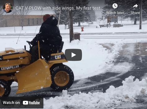 View CAT V-PLOW with side wings. My first test trying it out plowing snow. Fun project! Worked GREAT! on YouTube The post CAT V-PLOW with side wings. My first test trying it out plowing snow. Fun project! Worked GREAT! appeared first on Don Campbell Maker. Tractor Snow Plow, Snow Plow Truck, Tractor Plow, Plow Truck, Snow Fun, Snow Plow, John Deere Tractors, Caterpillar, Fun Projects