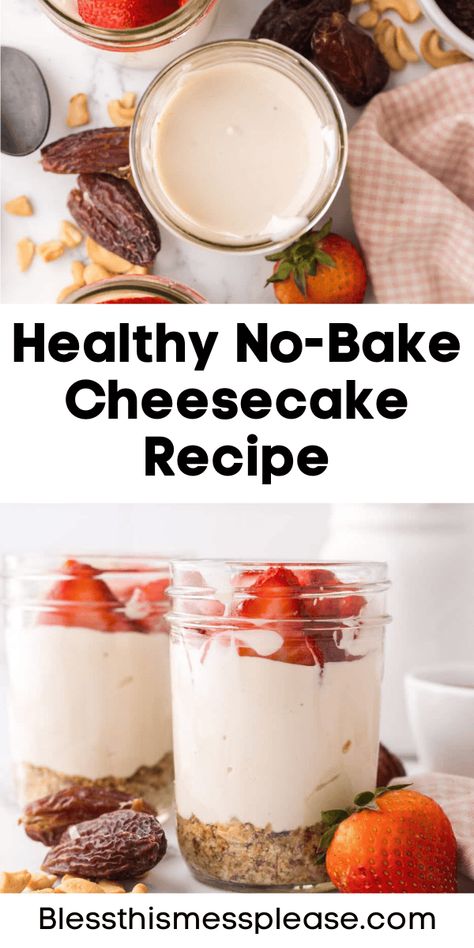 Easy Healthy No-Bake Cheesecake Healthy Cheesecake Recipes Clean Eating, Protein No Bake Cheesecake, Healthy No Bake Cheesecake, Healthy Cheesecake Recipes, Traditional Cheesecake, Cheese Cake Filling, Individual Cheesecakes, Healthy Cheese, Cheesecake Mix