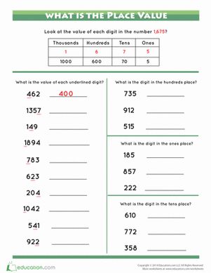 What Is the Place Value? | Worksheet | Education.com Value Worksheet, Mental Math Tricks, Rounding Numbers, Place Value Worksheets, Math Pages, Studying Math, Number Worksheets, Mental Math, Base 10