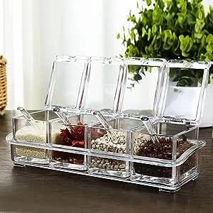 Cooking Organization, Kitchen Spice Storage, Sugar Storage, Seasoning Rack, Salt Cellars, Clear Jars, Spice Storage, Spice Containers, Condiment Holder