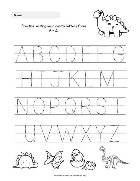 Dinosaur Alphabet Tracing (Uppercase) Dinosaur Worksheets, Printable Worksheets For Kindergarten, Dinosaur Activities Preschool, Tracing Activity, Name Tracing Worksheets, Printable Worksheets For Kids, Dinosaur Alphabet, Science Vocabulary, Preschool Tracing