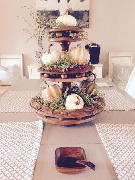 Fall Decor Pumpkins and Monkey Pod Lazy Susan Decorating A Lazy Susan Centerpiece, Fall Lazy Susan Decor, Decorate A Lazy Susan, Lazy Susan Ideas, Lazy Susan Decor, Lazy Susan Centerpiece, Fall Decor Pumpkins, Decor Pumpkins, Pumpkin Fall Decor