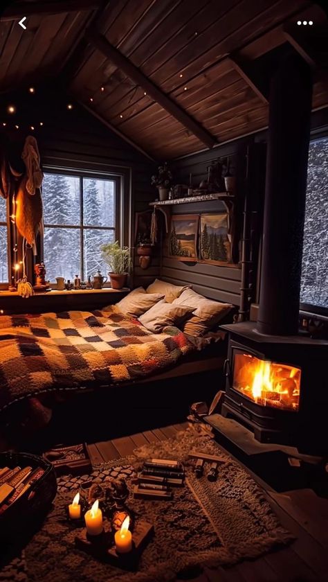 Cozy Cabin Aesthetic, Cabin Aesthetic, Cabin Bedroom, Cabin Interiors, Little Cabin, Small Cabin, Cabins And Cottages, Cabin Life, Cozy Interior