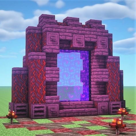 Nether Portal Design, Minecraft Portal, Nether Portal, Minecraft Decoration, Portal Design, Minecraft Structures, Minecraft Interior Design, Bangunan Minecraft, Minecraft Cottage