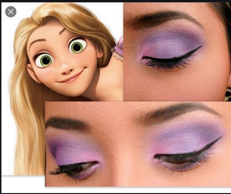 Disney Makeup Looks, Rapunzel Eyes, Makeup Looks Full Face, Rapunzel Makeup, Coraline Halloween, Disney Eye Makeup, Disney Inspired Makeup, Disney Princess Makeup, Rapunzel Cosplay