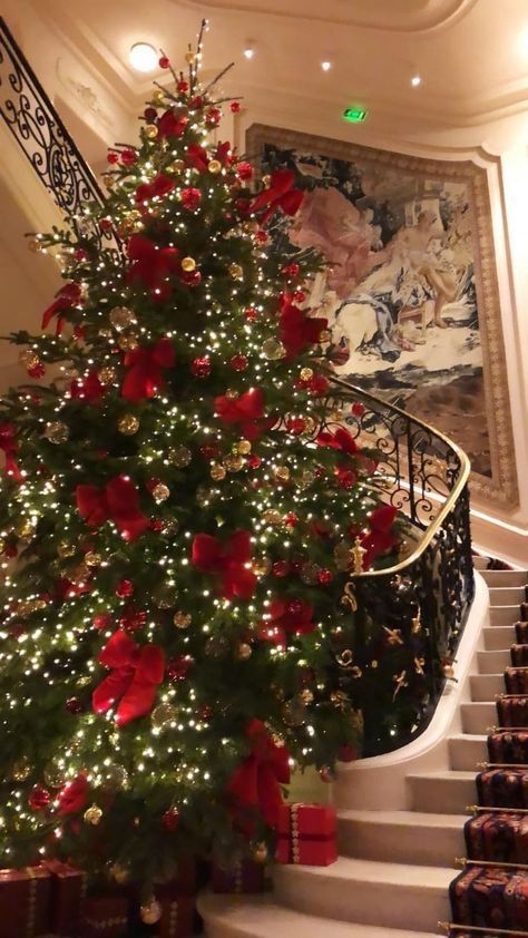 Rich People Christmas, Gold Christmas Aesthetic, Rich Christmas, Red And Gold Christmas Tree, Pretty Christmas Trees, Christmas Dreaming, Creative Christmas Trees, Christmas Themes Decorations, Christmas Feeling