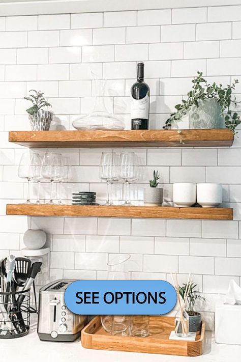 Aesthetic+Efficiency=Floating Shelf. Floating shelves are meant to open up the space in the most efficient way. Exposing the walls and decorating your shelves with dishes and books is a move of boldness and creativity. How To Make Floating Shelves, Heavy Duty Floating Shelves, Floating Shelves Kitchen, Floating Shelf Brackets, Add Storage, Rustic Floating Shelves, Wall Shelf Decor, Wood Wall Shelf, Inspire Me Home Decor