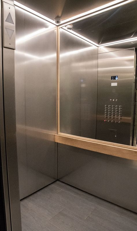 New Page — United Cabs, Inc. | New York's Leader in Elevator Interiors Shed Cladding, Elevator Lobby Design, Elevator Interior, Elevator Lobby, Lobby Interior Design, Elevator Design, Stainless Steel Mirror, Modern Classroom, Mirror Panel