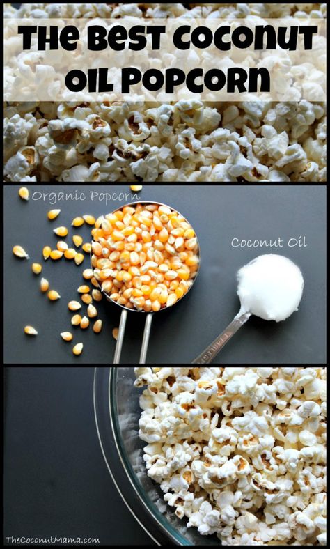 Coconut Oil Popcorn Recipe, Coconut Popcorn, Coconut Oil Popcorn, Stovetop Popcorn, Healthy Popcorn, Friday Movie, Best Coconut Oil, Easy To Make Snacks, Lunch Box Bento