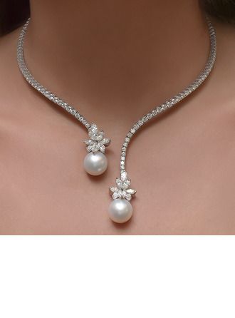 Cocktail Jewelry Necklace, Elegant Gold-tone Necklaces For Weddings, Elegant Jeweled Pearl Necklace For Wedding, Elegant Pearl-embellished Jewelry For Formal Events, Elegant Tarnish-resistant Necklace For Formal Occasions, Classic Pearl-embellished Necklace For Parties, Fancy Necklaces, Prom Elegant, Necklace For Wedding