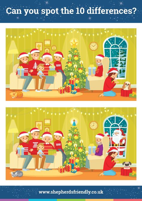 Christmas spot the difference | Shepherds Friendly Christmas Spot The Difference, Spot The Difference Kids, Spot The Difference Printable, Free Christmas Tags Printable, Spot The Difference Games, Holiday Worksheets, Christmas Tags Printable, Spot The Difference, English Language Teaching