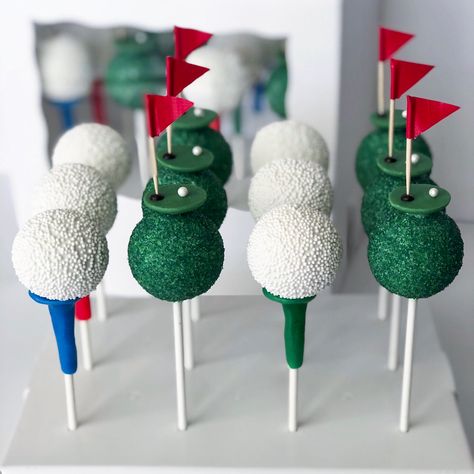 Golf Cake Pops, Golf Ball Cake, Family Reunion Themes, Golf Party Foods, Custom Cake Pops, Golf Party Decorations, Golf Cake, Golf Birthday Party, Ball Cake