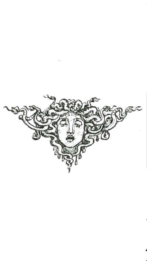 Medevil Tattoo Designs, Medusa Tattoo Design Simple, Simple Medusa Tattoo, Simple Greek Mythology Tattoos, Medieval Tattoo Ideas, Tattoos Simplistic, Esoteric Tattoo, Microrealism Tattoo, Tattoos Tiny