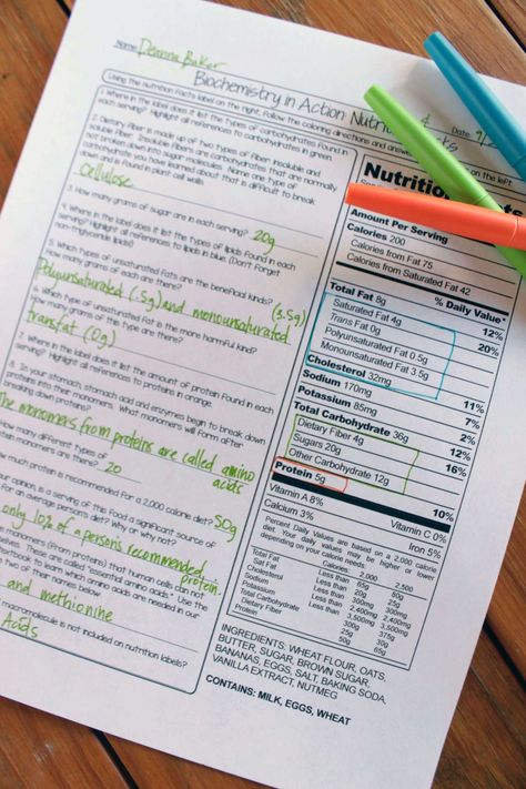 Biochemistry Resources for the High School Biology Classroom - Science and Math with Mrs. Lau High School Biology Classroom, School Biology, Homework Worksheets, Nutrition Label, Michael Pollan, Biology Classroom, High School Biology, Secondary Science, Ap Biology