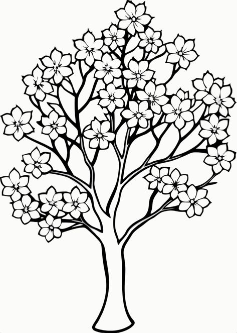 Free Printable Embroidery Designs, Traceable Drawings Free Printable, Blossom Tree Drawing, Spring Coloring Pages For Kids, Cinderella Coloring Pages, Merry Christmas Coloring Pages, Flower Coloring Sheets, Spring Drawing, Mario Coloring Pages