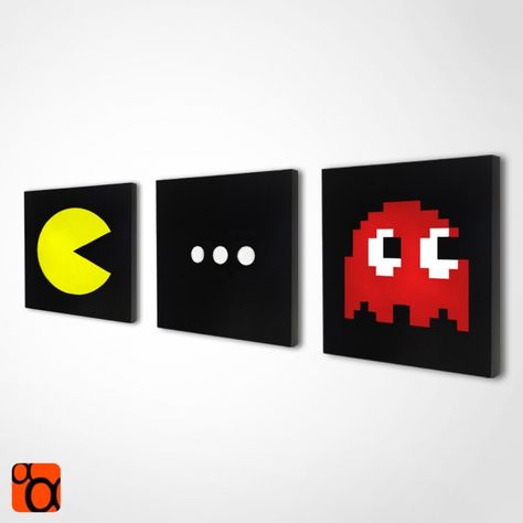 Pacman Painting Canvases, Canvas Art For Men, Two Canvas Painting Ideas, Stencil Graffiti, Simple Canvas Paintings, Cute Canvas Paintings, Easy Canvas Art, Canvas Drawings, Canvas Painting Designs