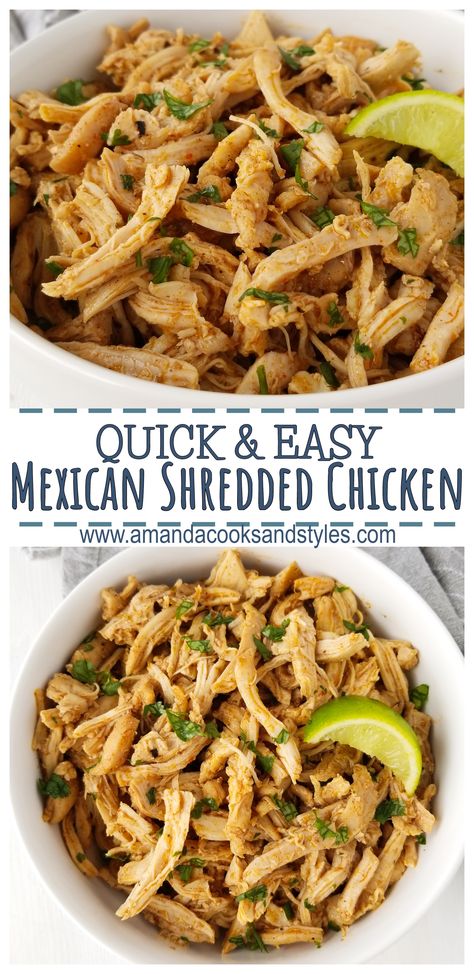 Shredded Spanish Chicken, Enchilada Shredded Chicken, Chicken Enchiladas Mexican Style, Shredded Chicken For Burritos, Mexican Style Enchiladas, How To Make Shredded Chicken In Oven, Quick Chicken Tacos Recipe, Baked Shredded Chicken Tacos, How To Season Shredded Chicken