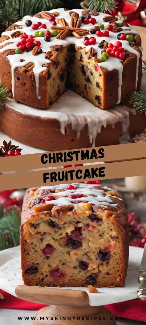 Indulge in the rich flavors of the holiday season with this delightful Christmas Fruitcake! 🎄🍰✨ Packed with a variety of dried fruits, nuts, and warm spices, this classic recipe captures the essence of Christmas. Soaked in rum or brandy for extra moisture and flavor, it's perfect for sharing with family and friends. Bake up a batch and enjoy the festive spirit! #ChristmasFruitcake #HolidayBaking #FestiveDesserts #HomemadeTreats 🎅🍇 Spiced Rum Fruit Cake, Best Moist Christmas Fruit Cake, Homemade Fruitcake Recipe, Brandy Fruitcake Recipes, Fruit Pound Cake Recipes, Heavenly Moist Fruitcake, Fruit Cake Bars Recipe, Easy Fruit Cake Recipe Simple, Easy Fruitcake Recipes