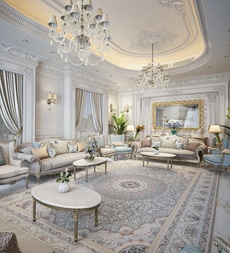 CLASSIC VILLA - Dubai on Behance Classic Interior Design Luxury, Classic Living Room Design, Art Deco Style Interior, Classic Villa, Classic Interior Design, Living Room Sofa Design, Classic Living Room, Commercial Interior Design, Interior Design Companies