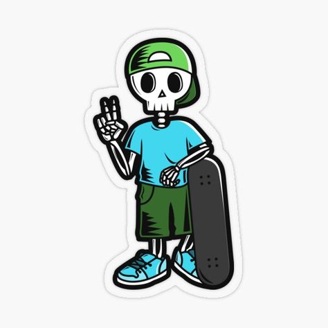 Skeleton Skateboarding Drawing, Skateboard Stickers Printable, Skate Board Stickers Aesthetic, Skate Tattoo, Skate Stickers Skateboards, Vintage Skateboard Stickers, Case Painting, Skater Gifts, Tufting Ideas