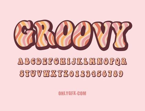 Groovy Typography Alphabet, Funky Bubble Letters, 70s Lettering Alphabet, Groovy Letters Alphabet, 70s Font Alphabet, Free Groovy Fonts, Groovy Lettering Alphabet, Retro Lettering Alphabet, Groovy Retro Font Alphabet