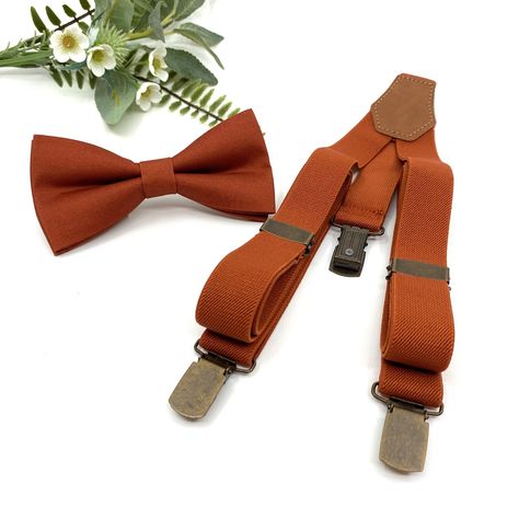 Orange Bow Tie Wedding, Burnt Orange Bow Tie, Orange Suspenders, Orange Bow Tie, Bow Tie Groom, Groom Bow Tie, Bow Tie Ring, Tie Ring, Bow Tie For Men