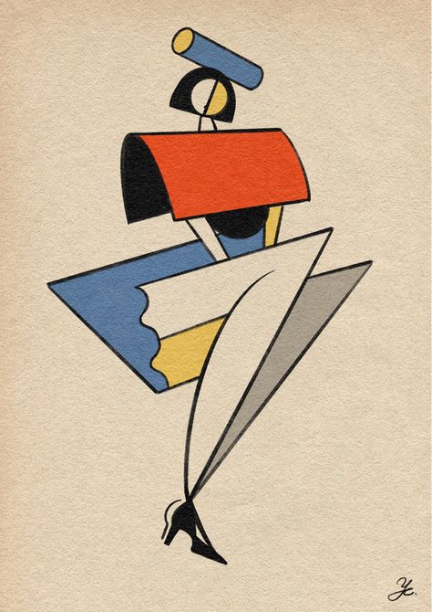 Bauhaus Illustration Art, Bauhaus Design Graphic, Bauhaus Illustration, Bauhaus Pattern, Italian Futurism, Visual Metaphor, Bauhaus Art, 2d Art, Character Design Animation