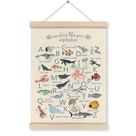 Hannah Lee's Amazon Page Ocean Alphabet, Decor For Classroom, Alphabet Banner, Ocean Nursery Decor, Alphabet Nursery, Boys Playroom, Ocean Nursery, Abc Poster, Animal Wall Decor