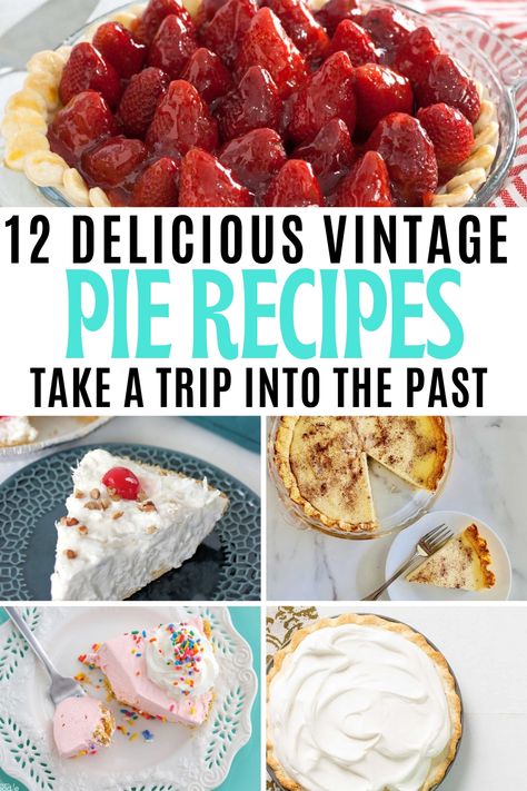 Timeless Delights: 12 Vintage Pie Recipes That Bring Back Nostalgic Flavors - Retro Housewife Goes Green Retro Baking Recipes, Old Fashion Pie Recipe, Old Fashioned Pies, Vintage Food Ads Retro Recipes, Vintage Apple Pie Recipe, Vintage Holiday Recipes, Vintage Pie Plates, 1950s Food, Grandma’s Apple Pie