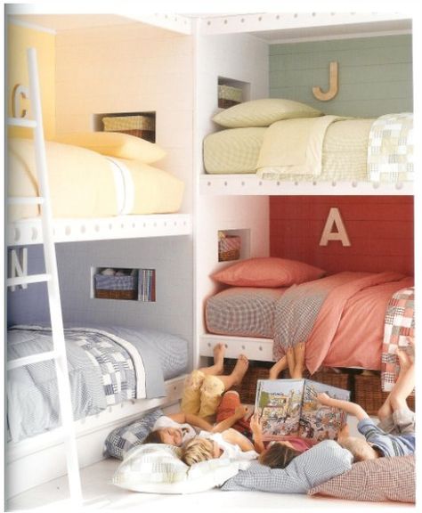 I love the idea of a combined space that reflects all the unique personalities.  Good article for kids in shared spaces. Bunk Bed Rooms, Space Family, Bunk Rooms, Space Bedding, Sleeping Room, Shared Bedroom, Handcrafted Gifts, Shared Room, Kids Bunk Beds