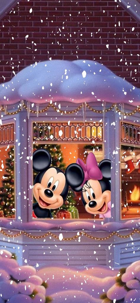 Winter Disney Wallpaper, Miki Mouse, Disney Winter, Disney Characters Christmas, Disney Merry Christmas, Disney Snowglobes, Halloween Wallpaper Iphone Backgrounds, Minnie Mouse Images, Mickey Mouse Images