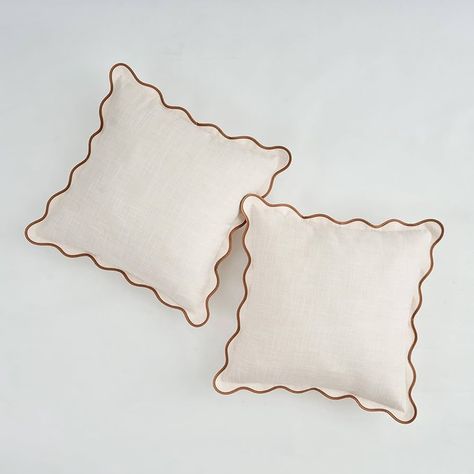 Amazon.com: Mayler Yee Scalloped Throw Pillow Covers Set of 2 for Living Room, Soft Cotton & Cozy Linen, Boho Sytle Decorative Home (Tangerine, 20x20 Inch) : Home & Kitchen Boho Couch Pillows, Brown Apartment, Cushion Photography, Aesthetic Throw Pillows, Scalloped Pillow, Bed Throw Pillows, Apartment Planning, Best Throw Pillows, Boho Couches