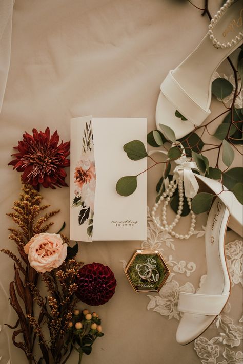 Unique Wedding Flat Lay, Bride Flat Lay Details, Simple Flat Lay Photography Wedding, Vintage Wedding Flat Lay, Editorial Wedding Flatlay, Navy And Burgundy Wedding, Flat Lay Inspiration, Red Rose Wedding, Secret Garden Wedding