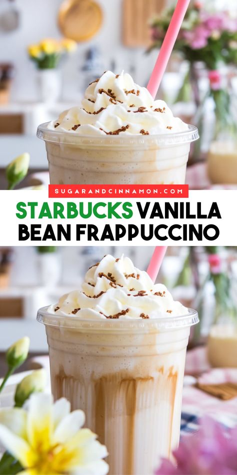 Craving a Starbucks Vanilla Bean Frappuccino? 🍦🥤 This dreamy drink combines rich vanilla flavor with a frosty texture that will refresh your day! Discover how to make this delicious frappuccino at home. Don’t forget to save this pin for your next coffee craving! How To Make A Frappuccino At Home, Vanilla Bean Frappachino, Starbucks Vanilla Bean, Vanilla Bean Frappuccino, Starbucks Vanilla Bean Frappuccino, Starbucks Frappuccino Recipe, Starbucks Vanilla, Frappuccino Recipe, Ice Milk