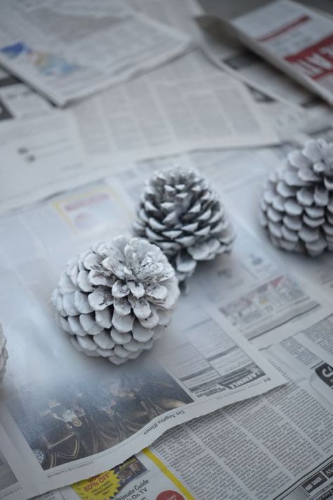 Spray Painted Pinecone DIY | Cupcakes & Cashmere Pinecone Diy, Tree Fillers, Pine Cone Tree, Painted Pinecones, Pine Cone Christmas Tree, Pine Cone Art, Blue Christmas Decor, Diy Pinecone, Diy Cupcakes