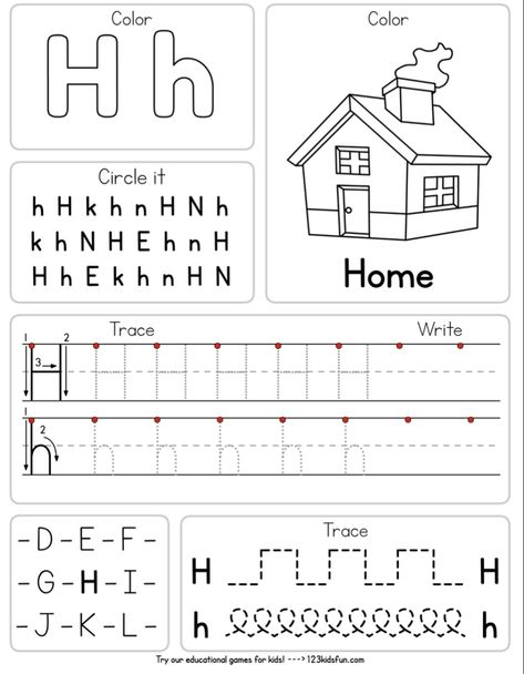 English Small Letters Worksheets, Letter Hh Worksheets For Preschool, Letter H Writing Practice, Letter H Worksheet, H Tracing Worksheet, H Worksheet, Free Printable Alphabet Worksheets, Kids Handwriting Practice, Letter Worksheets For Preschool