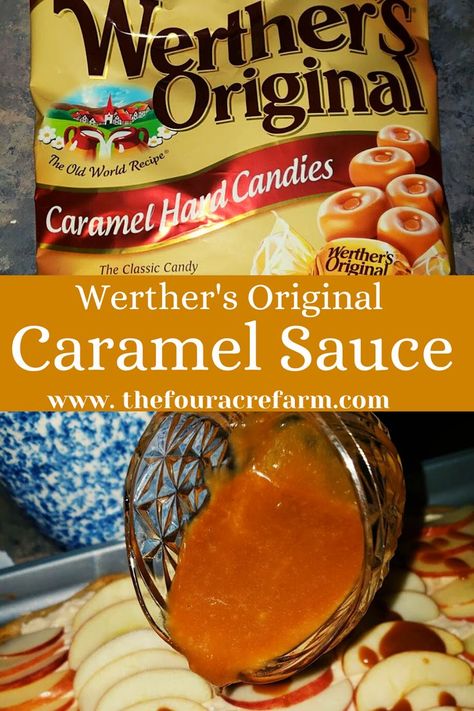 Werther’s Original Caramel Sauce is a delicious topping you can use for dipping, drizzling, dunking…you get the idea. This oh so easy recipe can be used in so many ways. It is made with Werther’s Hard Candies which gives it that extra special something. Sauce | Caramel | Dip | Caramel Apple | Topping | Werther's | Werther's Original | Icecream | Dipping | #caramel #homemade #sauce #caramelapple #werther's #candy #candies #werther's original #recipe @werthersoriginalus Werthers Original Recipe, Apple Fruit Pizza, Dipping Caramel, Caramel Apple Fruit Pizza, Caramel Homemade, Carmel Recipe, Apple Topping, Easy Dinner Desserts, Hard Candy Recipes