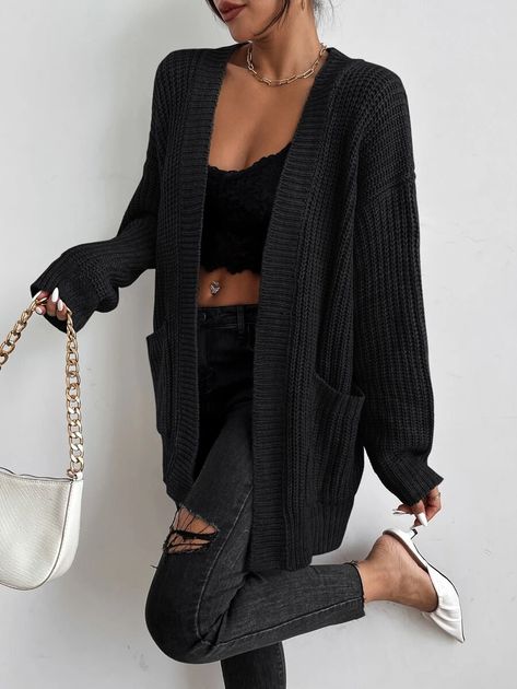 Cheap Cardigans, Fall Cardigan, Oufits Casual, Spring Knits, Rib Knit Cardigan, Pocket Cardigan, Bodycon Dress Parties, Dress Cuts, Knit Sweater Cardigan