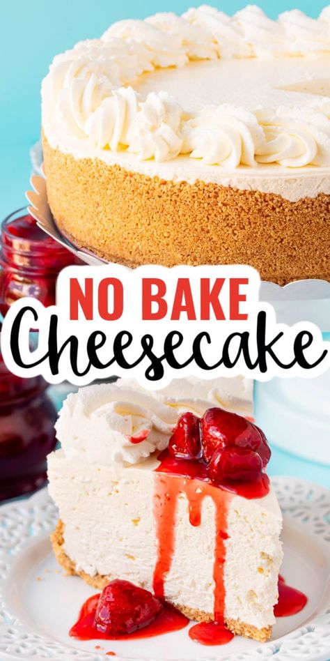 Jello No Bake Cheesecake, Best No Bake Cheesecake, No Bake Cheesecake Recipe, Easy No Bake Cheesecake, Baked Cheesecake Recipe, Make Ahead Desserts, Easy Party Food, Easy Cheesecake Recipes, Cracker Crust