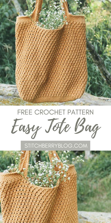 Easy Tote Bag, Yarn Tote Bag, Tote Crochet, Crochet Tote Pattern, One Skein Crochet, Squares Crochet, Tote Bag Pattern Free, Crochet Beach Bags, Bag Tutorials