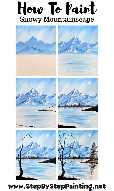 Basic Landscape, Landscape Painting Techniques, Music Girl, Beach Interior, Mountain Landscape Painting, Artist Music, Cubism Art, Painting Snow, Canvas Painting Tutorials