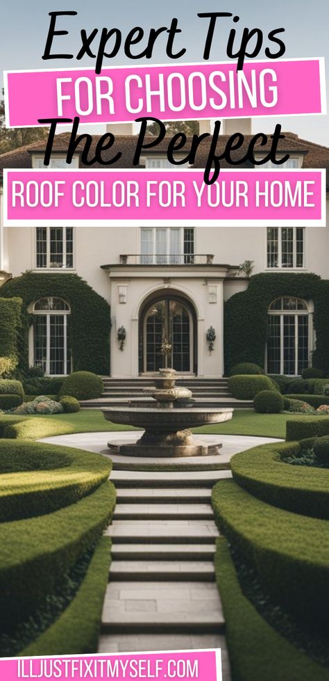 Visual guide showing a palette of roof colors aligned with different house exteriors for ideal color matching. Roofing Colors How To Choose, New Roof Colors, Best Roof Color For Yellow House, House Roof Colors, Roof Colors How To Choose, Roof Renovation, Roof Shingle Colors, Tan House, Roof Paint