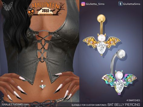 The Sims Resource - Bat Crystal Belly Piercing (for custom skin tones) Sims4 Belly Piercing Cc, The Sims 4 Belly Piercing, Sims 4 Navel Piercing, The Sims Resource Belly Piercing, Angel Fangs Piercing Sims 4, Stomach Piercings, Sims 4 Tattoos, Sims 4 Studio, Sims 4 Piercings