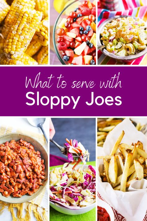 What to Serve with Sloppy Joes - 25 yummy sides! - Pip and Ebby Sloppy Joe Side Dishes Ideas, Sides For Sloppy Joes, Sloppy Joe Sides, Sloppy Joes Dinner, Pip And Ebby, Party Side Dishes, Sloppy Joe Sauce, Coleslaw Recipe Easy, Best Macaroni Salad