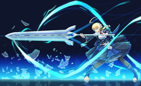 Azure Striker Gunvolt, Blue Blaze, Guilty Gear, Dungeons And Dragons Characters, Female Character, First Art, Awesome Anime, Fantasy Landscape, Ultra Hd