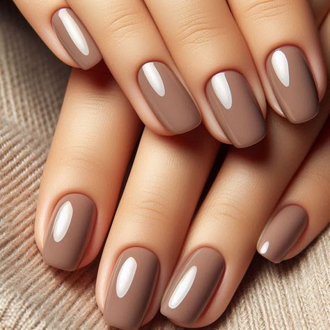 Neutral Sns Dip Nail Colors, Nails Colours 2024, Creamy Neutral Nails, Taupe Fall Nails, Taupe Acrylic Nails, Tan Color Nails, Nuetral Nail Colors, Brown Manicure Ideas, Nude Nails With Accent Nail