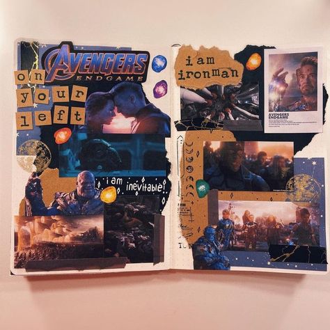 Marvel Scrapbook, Kawaii Study, Marvel Journal, Movie Scrapbook, Book Bujo, Bujo Journaling, Korean Film, Journaling Scrapbook, Movie Journal