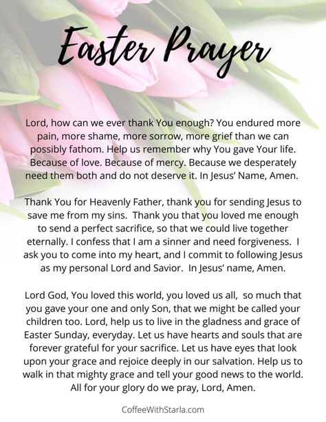 Easter Prayer, Easter Speeches, Dinner Prayer, Easter Scriptures, Lent Prayers, Prayer Ideas, Sunday Prayer, Easter Prayers, Easter Messages