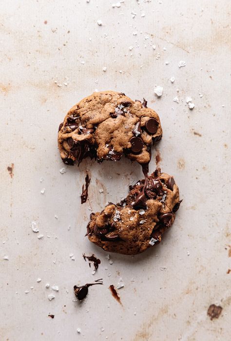 Small Batch Vegan Chocolate Chip Cookies - Yoga of Cooking Cookie Factory, Food Photography Dessert, Brand Moodboard, Baking Journal, Dairy Free Chocolate Chips, Vegan Chocolate Chip Cookies, Dessert Photography, Dairy Free Chocolate, Melted Chocolate