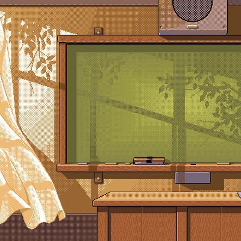 Anime Classroom Background, Classroom Animation, Saiki Cosplay, Pixel Kawaii, Classroom Background, Anime Places, Anime Classroom, Pixel Art Background, 3d Modeling Tutorial